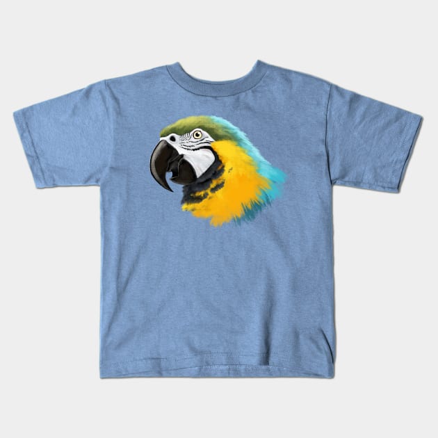 Blue-and-yellow macaw Kids T-Shirt by MatiZ1994